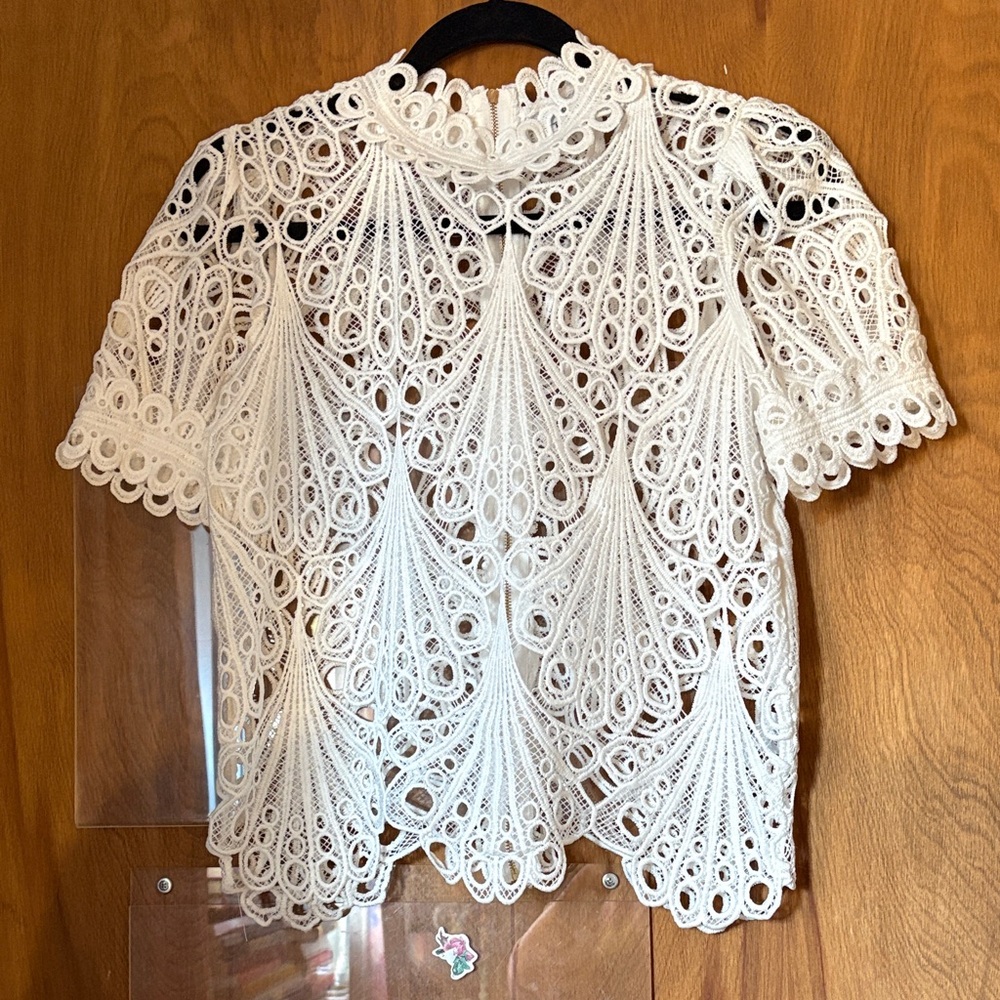Blashe White Open Lace Short Sleeve